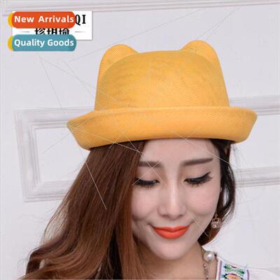 spring summer linen mesh bowler hat Ms. Korea  flap hat tide