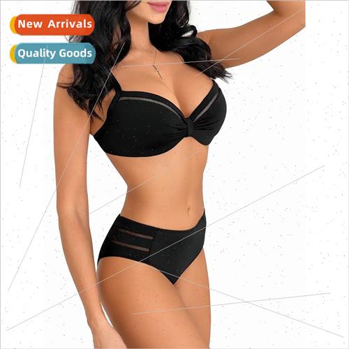 2024 Spl Swimsu Women 2023 New Solid Color Bikini Europe Hig