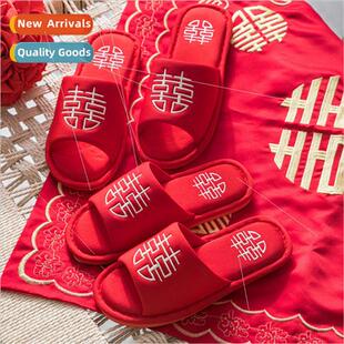 Wedding slippers festive red pair indoor newlywed couple wed