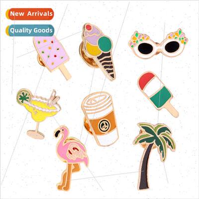Europe Uned States creative cartoon badge flamingo coffee cu