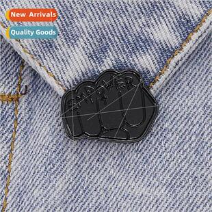 exaggerated fun lettering fist Empwer brooch Shirt clothing