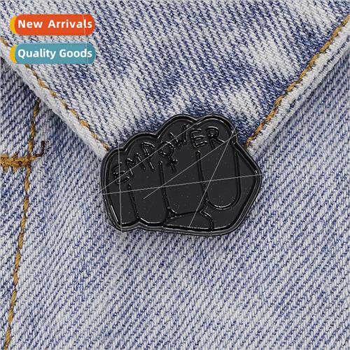 exaggerated fun lettering fist Empwer brooch Shirt clothing