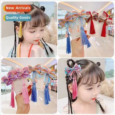 Chinese children hair clips cute ancient bow tassel headdres