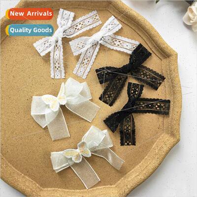Lace bow hair clips female Mori super fairy butterfly hair c