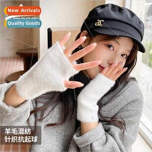 winter Korean finger half ladies gloves knted wool new