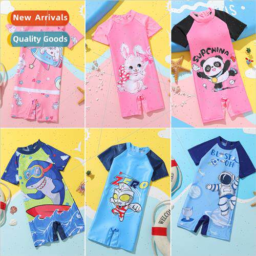 Childrens swimsus  boys and girls one-piece short-sleeved sp