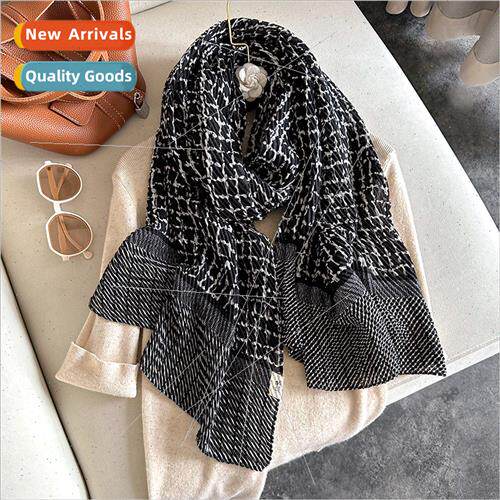 Korea  UK plaid scarf female winter warm cotton folded silk
