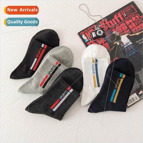Socks mens spring and fall mid-calf socks anti-odor sweat ba