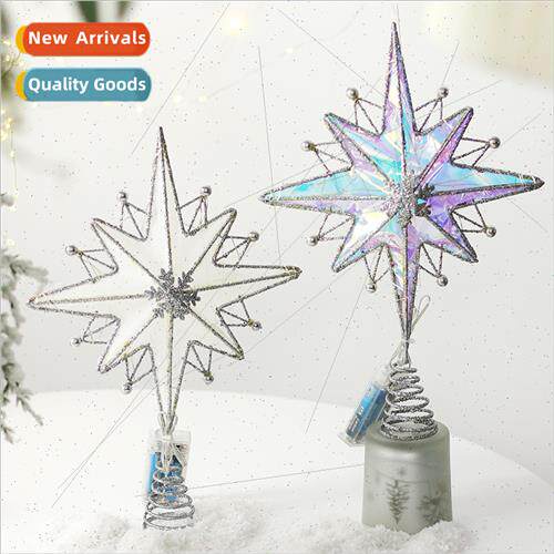 New Christmas decorations LED colorful iron eight-pointed st