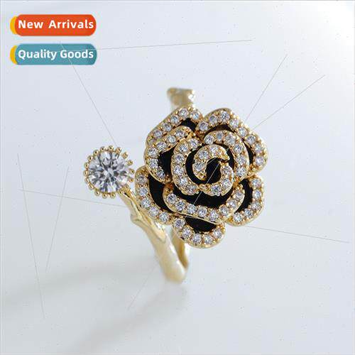 Creative new rose ring ins tide simple camellia flower ring