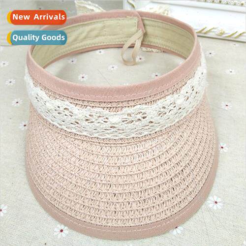 Korea  spring summer children straw hollow cap lace bow girl