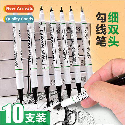 Dual-tip markers outlining pen black oil-based two special l