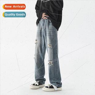 summer work loose Korea spring men pants jeans Broken