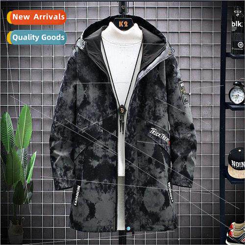 Trench coat men 2021 fall new Korea  long jacket Korea  nd h