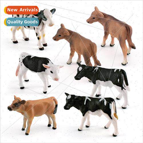 Solid wildlife model walking black spotted calf Jersey cowbo