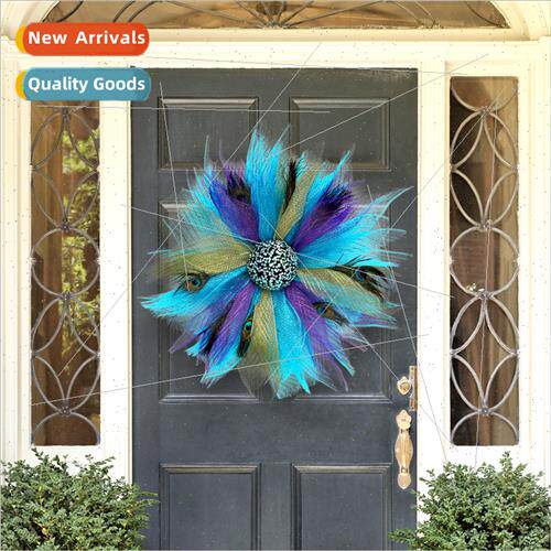 New Products Peacock Feather Ribbon Wreath Hotel Home Decora