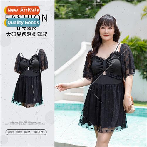 Large size swimsu 2023 new female belly 200 pounds belly lac图片