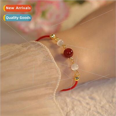 Moonstone Braided Red Rope Hong ck Red Agate Bracelet Female