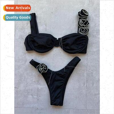 2024 new iEurope bikini solid color steel support three-dime