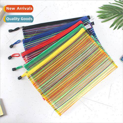 Ticket Pouch File Bag A6 Pen Pouch Colorful Grid Transparent