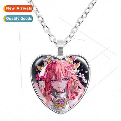 Japan Cartoon Anime Genshin Impact Glass  Jewellery Round He