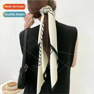 scarf Korea fashion large class stripes square whe black