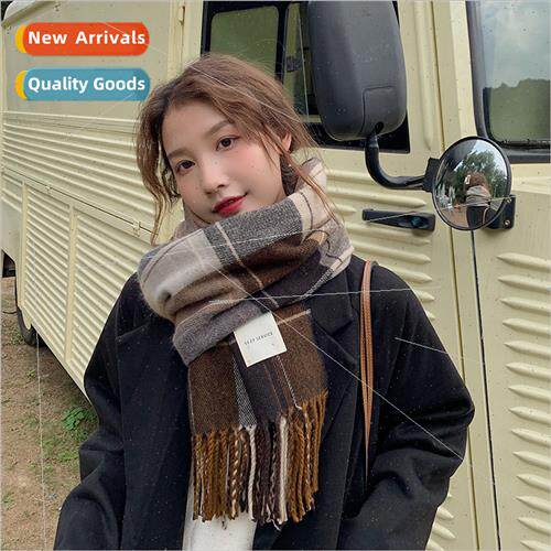 Plaid scarf female winter Korean  tide ins versatile Englwin