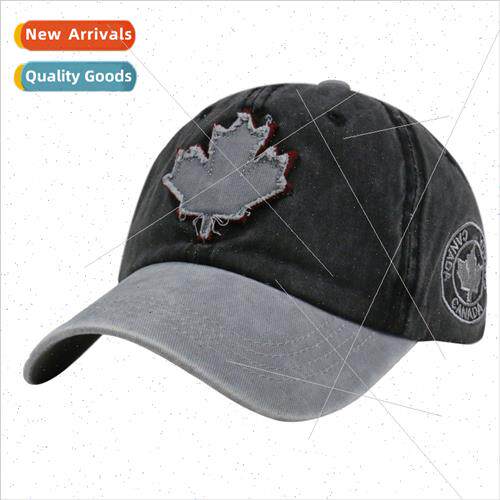 Patch maple leaf baseball cap men women washed cotton duck t