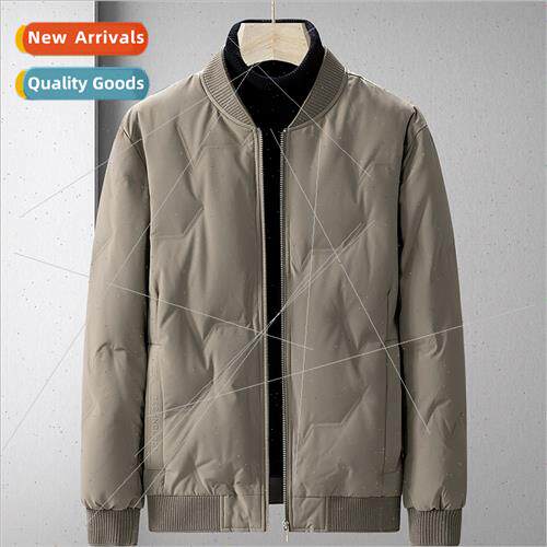 Winter new collar down jacket boys Japan diamond grid middle