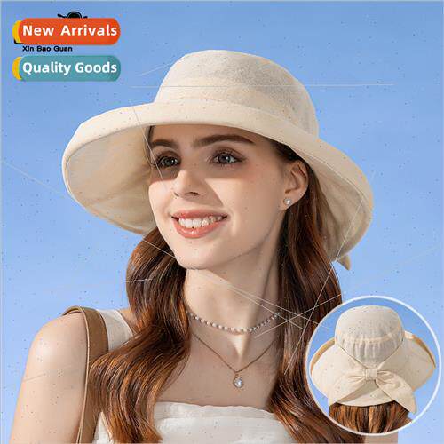 8244 Korea  fisherman hat rolled brim bow sun hat outdoor su