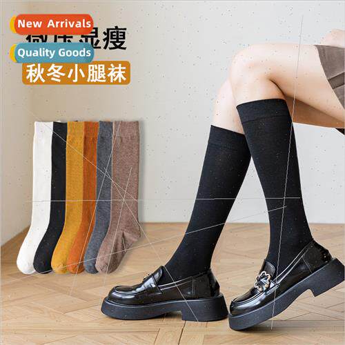 Japan JK calf socks autumn winter micro-pressure thin solid