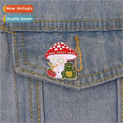 New alloy animal brooch cartoon cute mushroom room frog shap