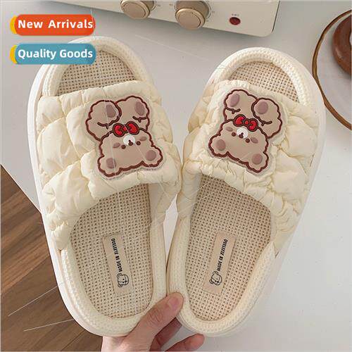 Girls four seasons universal soft cute cute bear linen slipp