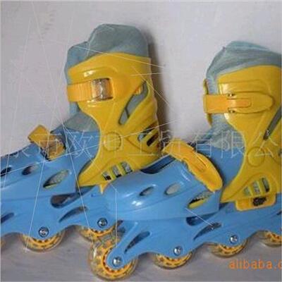 Adjustable childrens double row, inline roller skates, skate