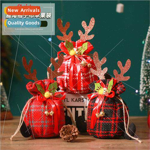 Christmas适用Apple bag antler gingham gift bag Christmas Eve