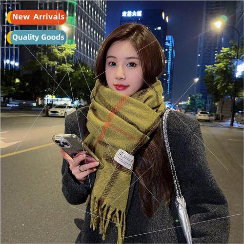 Scarf winter plaid cashmere blend thickened scarf new warm w