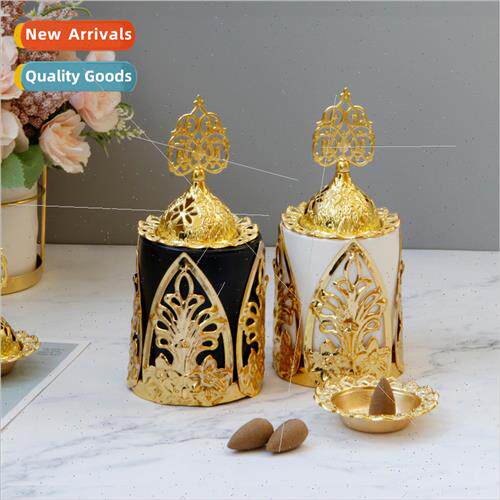 Metal Incense Burner Middle East Arabia Matte Black Whe Cera