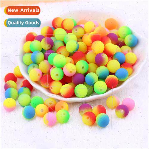 8mm frosted two-color round beads loose diy handmade materia