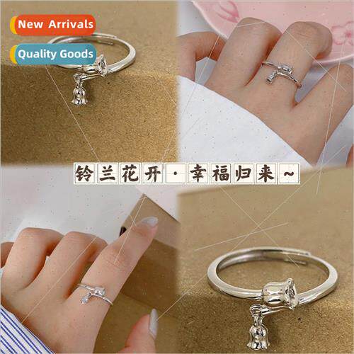 Bell orchid blossom s925 silver ring female hundred niche fa