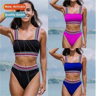 Color Womens Piece Two Bikini Solid Spl Swimsu Europe 2023
