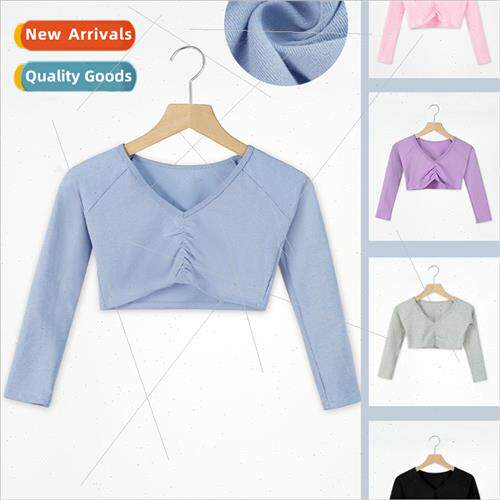 Childrens dancewear fall and winter long-sleeved V-neck plea