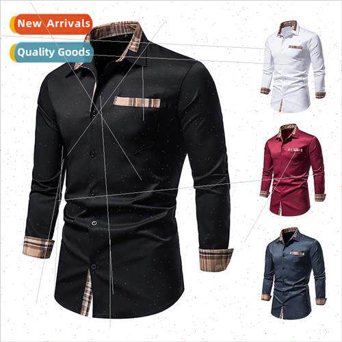 2023 spring summer new men long-sleeved shirt casual color c