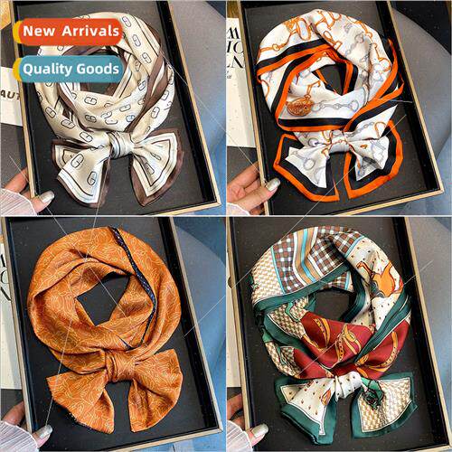 Korea  new fall winter warm small silk scarf female thin nar