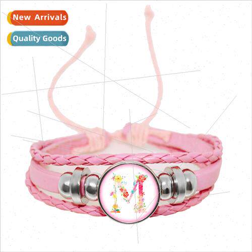 A-Z 26 Letter Leather Bracelet Letter Multi Braided Adjustab