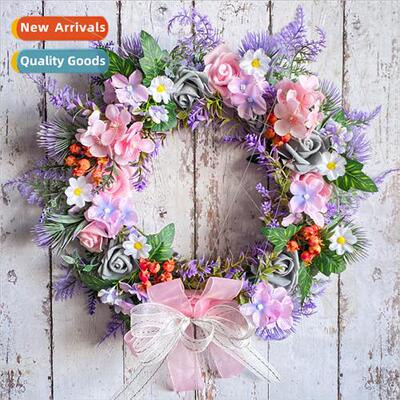 Bow tie simulation flowers wreath 2023 romantic pink purple