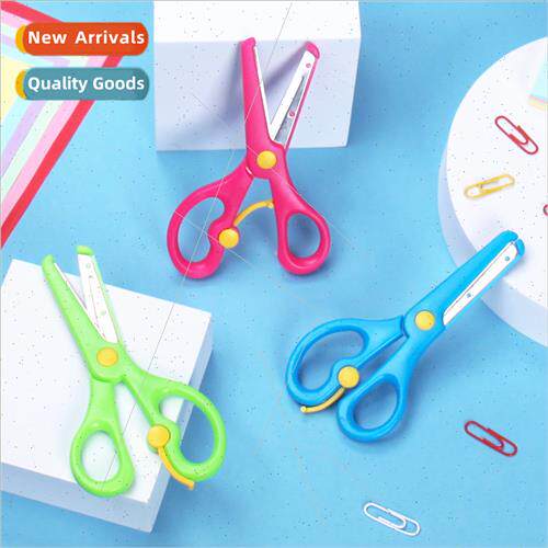 Children safety round head wrapped plastic handmade scissors
