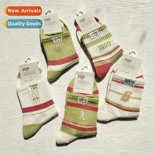 Socks women mid-calf Korea  student striped mid-calf girls l