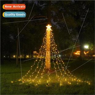 led solar pentagram waterfall lights christmas yard decorati