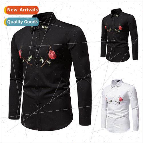 2023 fall new Europe size men fashion nd rose embroidery cas