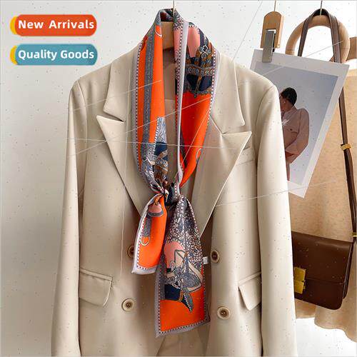 2023 new fashion long small silk scarf female Korea  spring